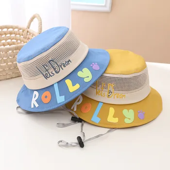 Новая корейская детская шляпа-ведро для мальчиков и девочек, Милая детская летняя Солнцезащитная шляпа с дышащей сеткой, Детская Складная Панама, Пляжные Шапочки для младенцев