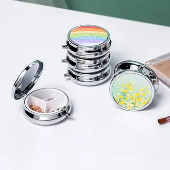 Ящик для хранения, Мини-металлическое зеркало для макияжа, Увеличивающее Складное Двойное карманное Маленькое зеркало для макияжа для путешествий, косметический инструмент